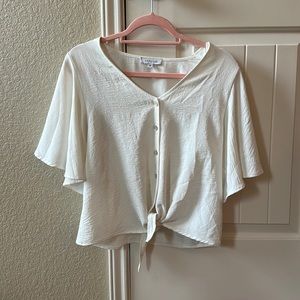 White abbeline tie blouse